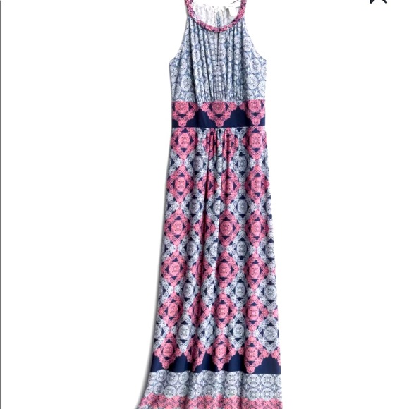 Wisp Comet Knit Maxi Dress, Coral & Navy size XS / 0 - Picture 1 of 4